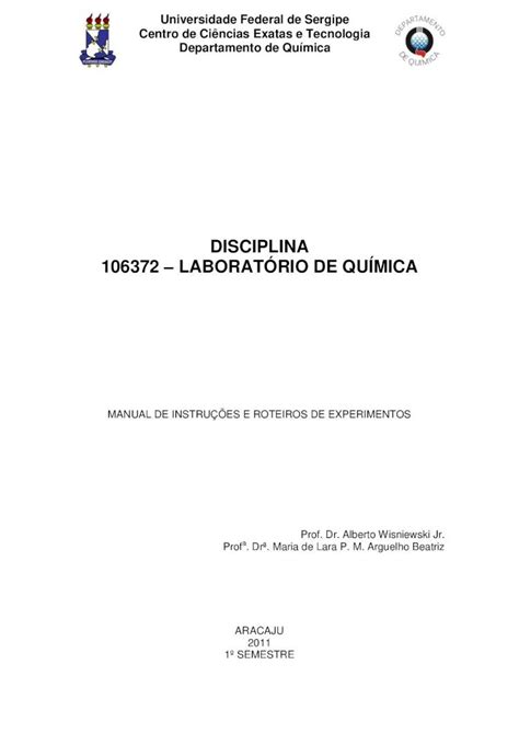 PDF DISCIPLINA 106372 LABORATÓRIO DE QUÍMICA UFS PDF