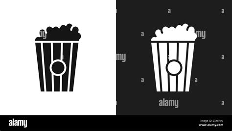 Popcorn icon logo sign vector outline in black and white color Stock ...