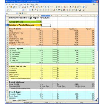 Lds Food Storage Calculator Spreadsheet Dandk Organizer