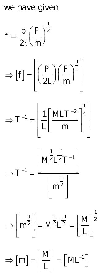 The Frequency Of Vibration Of String Is Given By Fp2lfm12here P