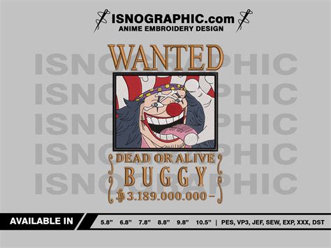 Bounty Buggy embroidery design file , One piece anime - Inspire Uplift