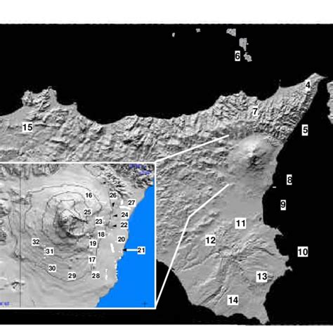 Carta Delle Faglie Attive Conosciute In Sicilia L 10 Km Per Larea