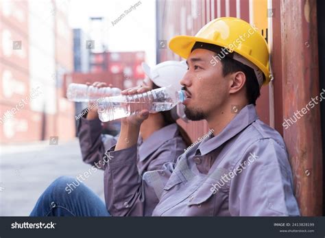 Construction Worker Drinking Water Over 2390 Royalty Free Licensable