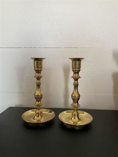 Vintage Brass Baldwin Candlestick Holders Matching Set Of Etsy