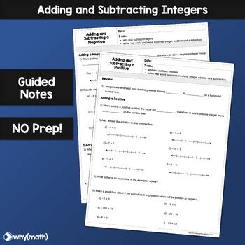 Adding And Subtracting Integers Guided Notes By Why Math TPT