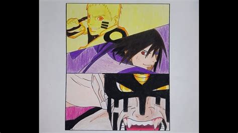 Drawing Naruto And Sasuke Vs Momoshiki Boruto Youtube