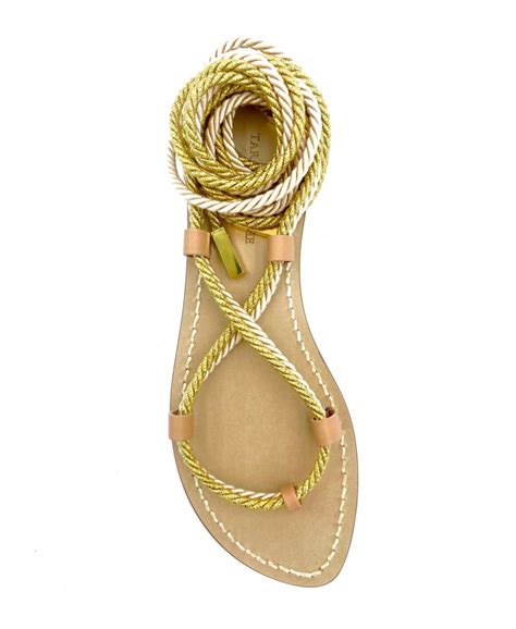 Natural Leather Gladiator Sandals With Double Nude Satin Cord Gold Lurex