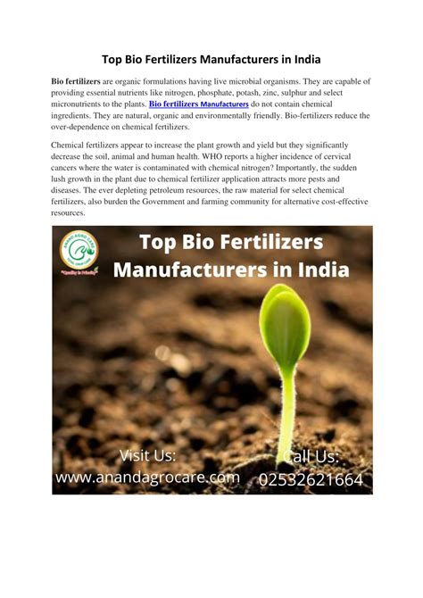 PPT Top Bio Fertilizers Manufacturers In India PowerPoint