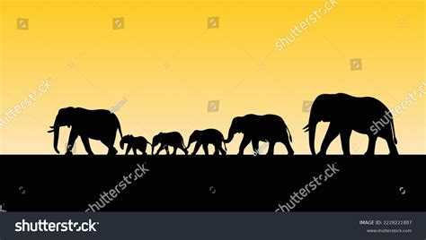 Family Silhouette Elephant Walking Vector Graphic Stock Vector (Royalty ...