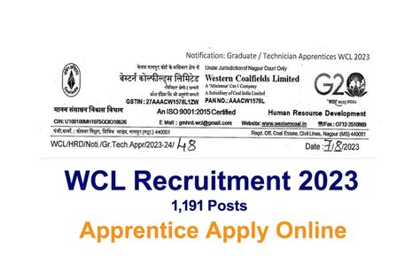 Wcl Apprentice Recruitment 2023 Apply Online Form For 1191 Posts All Jobs For You