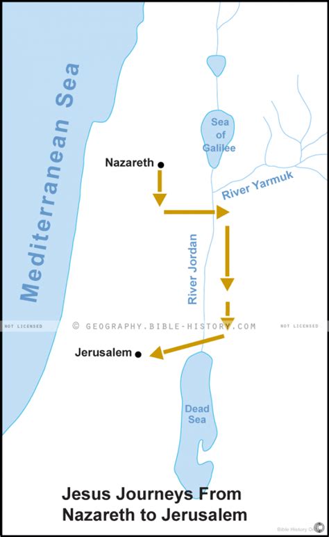 Jesus Journeys From Nazareth To Jerusalem Basic Map Dpi Year