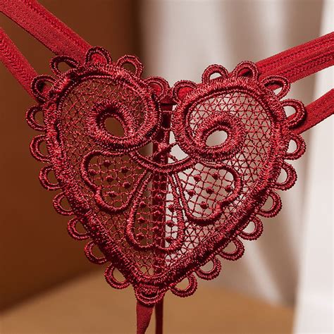 Flower Pearl Massage Panties Sexy Lingerie Sex Thongs Women S Open Crotch Love Heart Transparent