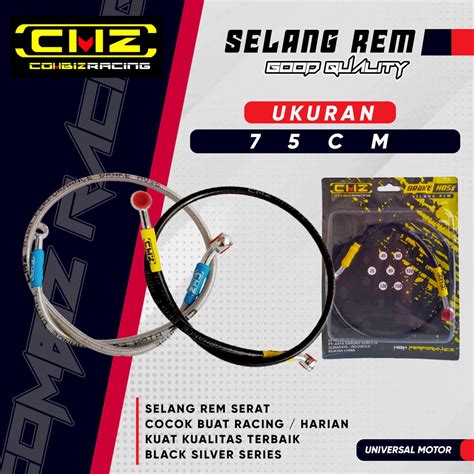 Jual Cmz Racing Selang Rem Depan Cm Hitam Silver Serat Baja