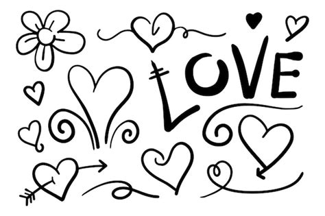 Premium Vector Heart Doodle Love Vector Illustration