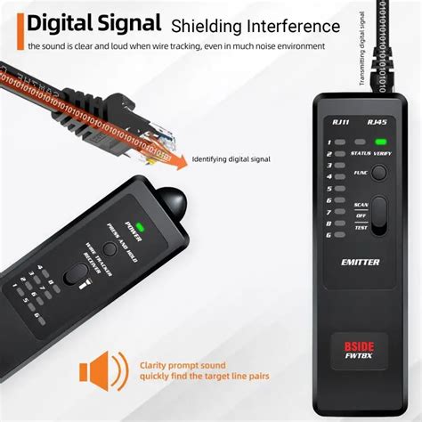 Bside Fwt X Dual Mode Network Wire Tracker Cable Toner Rj Rj