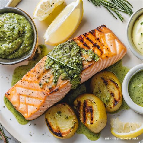 Gegrillter Lachs mit Grünkohl Pesto und Zitronensauce ALDI Rezeptwelt