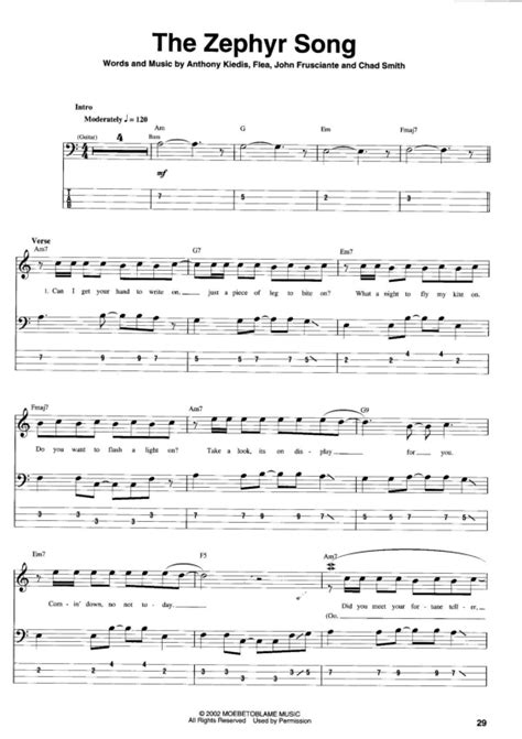 Super Partituras The Zephyr Song Red Hot Chili Peppers Anthony Kiedis Chad Smith Flea