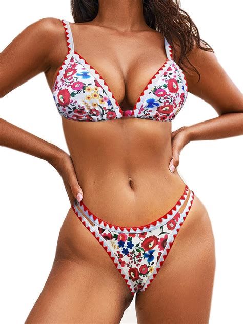 Amazon Bikinx Womens Swimsuits Sexy Thong Micro Bikini Ditsy Floral Two Piece Sets Bathing