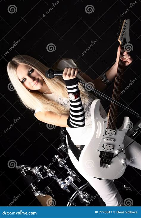 Rock N Roll With The Beautiful Blonde Stock Image Image Of Chord Hardware