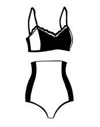 Black Silhouette Of Bra Bikini Lingerie Royalty Free Vector