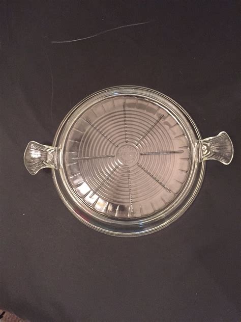 Fire King Clear Glass Handled Trivet Hot Plate Vintage