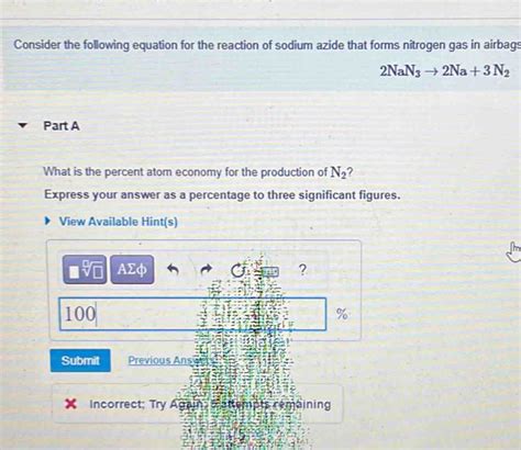 Solved Consider The Following Equation For The Reaction Of Sodium