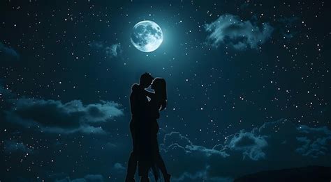 Premium Photo A Couple Kissing Under The Moon