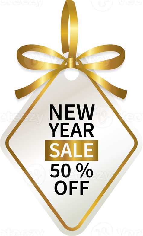 Free Isolate New Year Sale Promotion Geometric Price Tag With Gold