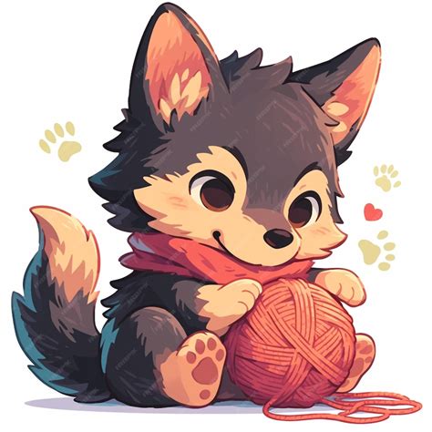 Premium Vector Yoranian Playing With A Ball Of Yarn
