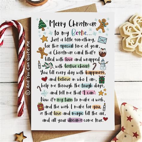 Best Friend Christmas Card Bestie Christmas Card Christmas Wishes