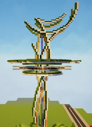 A futuristic wind turbine with solar panels Minecraft Map