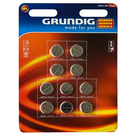 10 Grundig Lithium Knopfzellen Batterien 3V CR2032 CR2025 CR2016 200