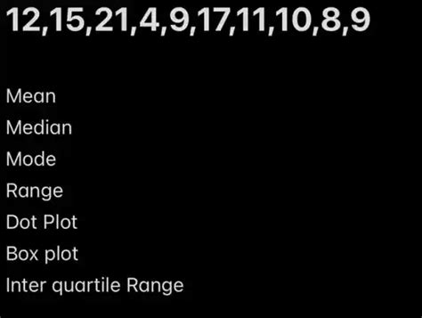 1215214917111089 Mean Median Mode Range Dot Plot Box Plot
