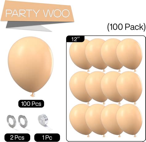 PartyWoo Globos Color Nude 100 Globos Bohemios De Color Albaricoque De 12 Pulgadas Globos