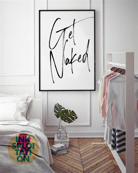 Get Naked Print Monotone Wall Art Typography Quote Bedroom Canvas Bathroom Decor Bathroom Decor