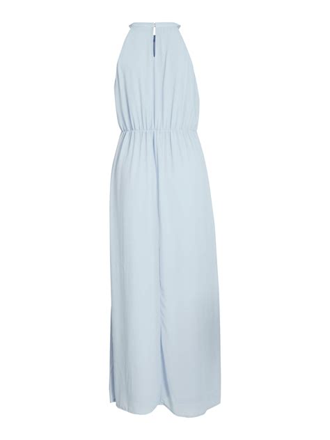 Pleated Halter Neck Maxi Dress Blue Vila®