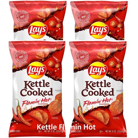 Lay S Kettle Cooked Potato Chips FLAMIN HOT Oz Bags