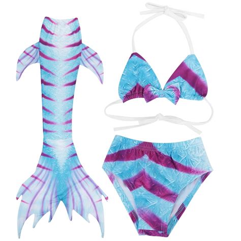 Girls Piece Bikini Set With Swim Tail Seaside Adventure Costume Size Fishes Mermaids