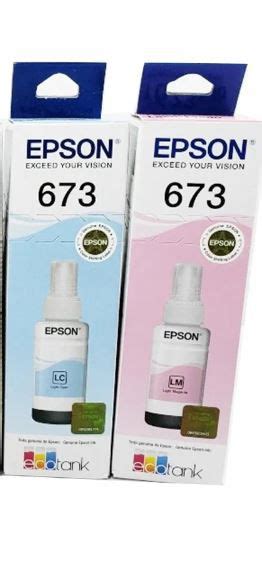 Kit 2 Tintas Epson T673 Original Ciano E Magenta Light Para As L800