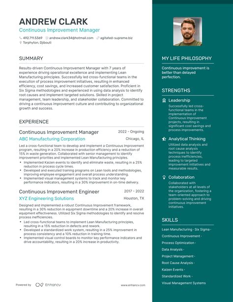 3 Successful Continuous Improvement Manager Resume Examples And Writing Tips For 2024