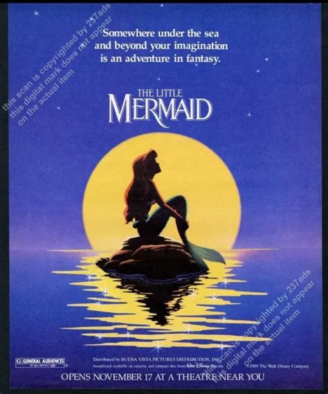 1989 The Little Mermaid Disney Movie Pre Release Vintage Print Ad £967