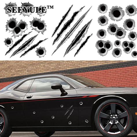 1pc Seeyule Funny Car Stickers 3d Bullet Hole Sticker Motorcycle