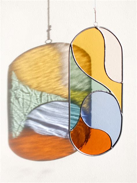 Abstract Stained Glass Suncatcher Window Decor Glass Wall Etsy