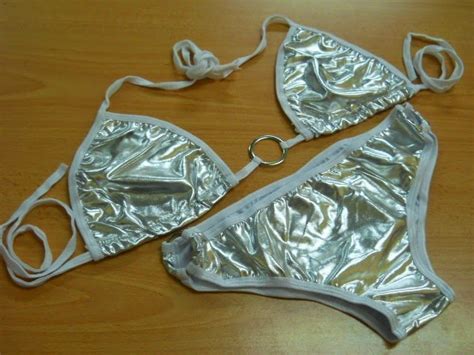 FASHION CARE U S Fashion Sexy Metalic Silver Bikini Swimwear Pcs Set