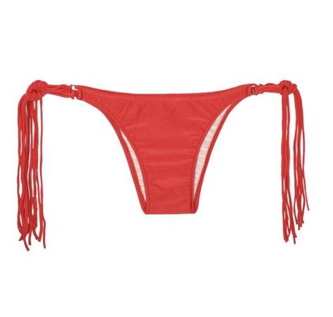 Bikini Bottoms Red Long Fringe Low Bikini Bottom Calcinha Franja Red