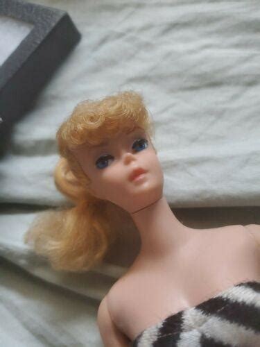 Original Vintage Swimsuit Barbie Blonde Ponytail Blue Eyeliner