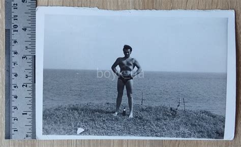 Shirtless Man Trunks Bulge Beefcake Affectionate Guy Muscle Gay Int Vtg Photo Ebay