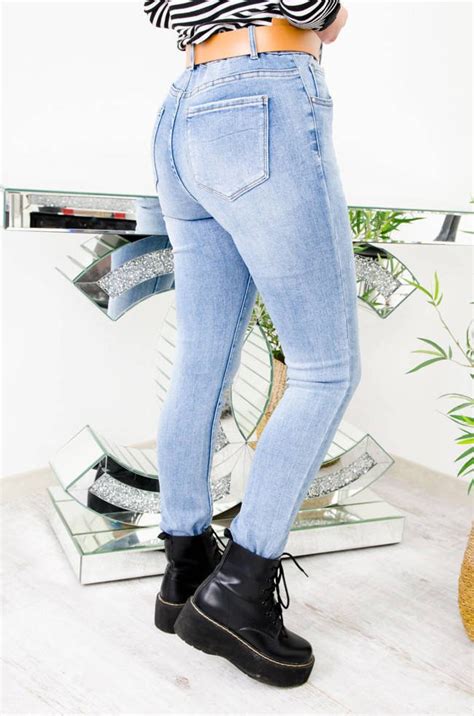 Jasne Spodnie Jeansowe Z Wysokim Stanem Plus Size Olika