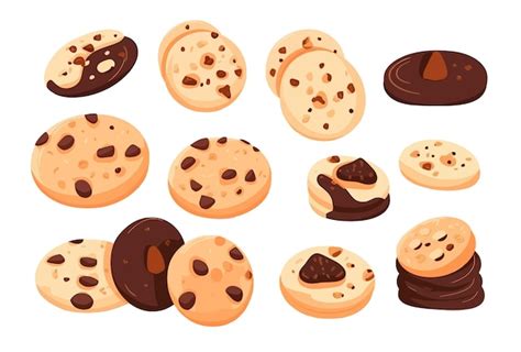 Печенье с шоколадной крошкой шоколадное и ванильное печенье на белом ...