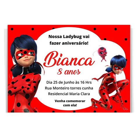 Convite de Aniversário Digital Ladybug Miraculous Elo7